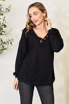 Zenana Buttoned Long Sleeve Blouse - £16.20 GBP