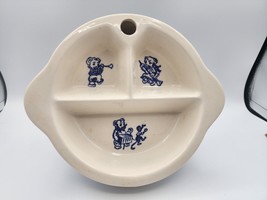 Antique Baby Warming PORCELAIN DIVIDED DISH Excello Flow Blue THREE LITT... - £10.19 GBP