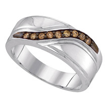 Sterling Silver Mens Round Brown Diamond Wedding Anniversary Ring 1/4 - £95.41 GBP