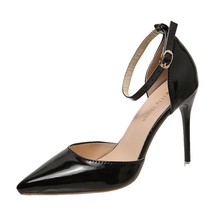 Women Shoes Pumps Stiletto Pointed Nude Black Patent Leather High Heel Sandals E - £28.54 GBP