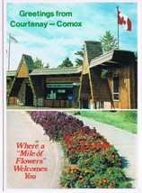 Postcard Greetings From Courtenay-Comox BC Mile Of Flowers - $3.95