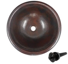 14&quot; Round Drop In Copper Bathroom Vanity Sink with Lift &amp; Turn Drain - $169.95