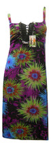 Ice Sea Silk Ladies Dress Ruffled Button-Split-Neck Spaghetti Straps Size L - £23.17 GBP