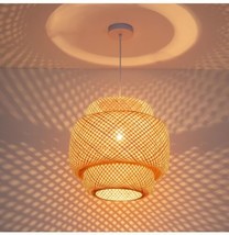 19.7&quot; Woven Bamboo Pendant Light Fixture Rattan Boho Hanging Lamp Shade - £71.05 GBP