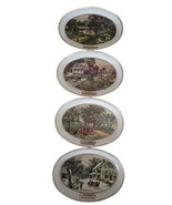 4-Currier &amp; Ives Metal Trays ~ American Homestead ~ 4 Seasons ~ Fabcraft... - $533.14 MXN