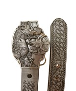 Vintage Siskiyou belt buckle w/Brushy Creek Leather Belt Eagle Buffalo N... - $62.02 CAD