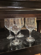 4 Vintage Oneida Spin Wine Glass Water Goblet Swirl Optic Wedding Farmhouse 6.5&quot; - £20.93 GBP