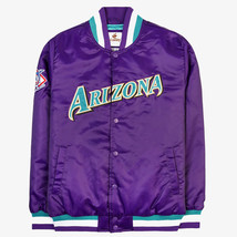 MLB Arizona Diamondbacks Vintage Purple Satin Letterman Varsity Baseball Jacket - $143.80