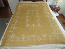 New Gold Camelot By Victory Rayon Flocked Rose &amp; Swag Tablecloth - 52&quot; X 70&quot; - £7.99 GBP