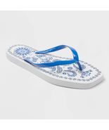 Shade &amp; Shore Palmer Medallion Square Toe Flip Flops Light Blue Size 10 - €10,50 EUR