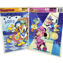 2 VINTAGE DISNEY TOTALLY MINNIE + DONALD DUCK FRAME TRAY PUZZLES 100% CO... - $28.50