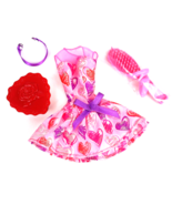 Vintage Barbie Doll Clothes Lot Dress Pink Red Hearts Shoes Brush Box - $12.00