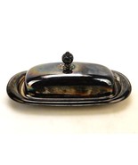 Vintage Silver Plate Butter Dish w/Lid, Floral Pattern, Flower Finial - $371.58 MXN