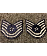 1 PAIR 2 PATCHES 1976-1993 USAF Air Force Rank TECHNICAL SERGEANT E-6 BL... - $284.33 MXN