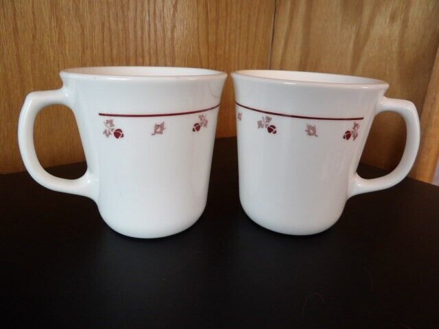 Primary image for Vintage Replacement Burgundy Rose Pattern. Coffee Cups Lot  2 Corelle By Corning