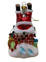 Kurt Adler Santa In a Chimney Hand Blown Glass ornament d4163 - £13.07 GBP