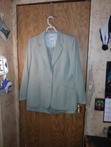 Pendleton Suit Blazer &amp; Skirt Womens 14 100% Virgin Wool Green 42×29 36×27 Vtg - $48.47