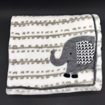 Lambs &amp; Ivy Baby Blanket Elephant Single Layer Sensory Gray White - $8.99