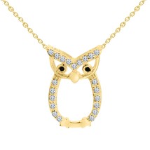 14K or Jaune Plaqué 1CT Coupe Ronde Véritable Moissanite Chouette Forme Collier - £117.60 GBP