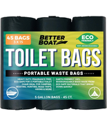 45 Portable Toilet Bags for Camping Boating Outdoors &amp; Car 3 Rolls of 15... - £18.87 GBP