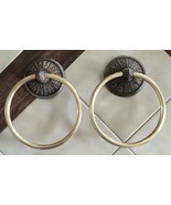 Lot (2) Vintage AMERICAN TACK Brass Medallion MCM Towel Holder Rings (1968) - $554.60 MXN