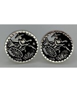 VTG Asian Cufflinks Man Pulling Wagon Collie Rickshaw Far East Rare Silv... - $221.23 MXN