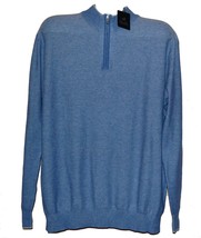 Raffi Light Blue Italy Design Long Sleeve 1/4 Zip Cotton Men&#39;s Sweater Size 2XL - £81.89 GBP