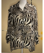 Christopher &amp; Banks 2 PC zebra print button down blouse XL NWT - $280.80 MXN