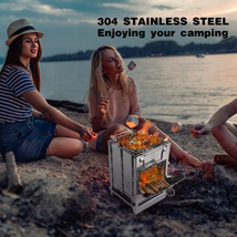 Wood Burning Camp Stove Folding Stainless Steel 304# Grill, Small Portable Backp - £25.57 GBP