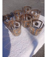 (7) Vintage MCM Capri of California Glasses - Gold Embossed Pattern - $75.00