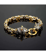 Mens Viking Wolf Head Stainless Steel Bracelet - $84.96 CAD