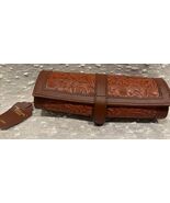 Tuscan Designs Leather Hand Tooled Travel Jewelry Bag Compact Zippers - $65.00