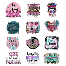 12Pcs Wife Mom Boss Iron On Decals For Clothing Mama Iron On Patches Washable Di - £23.50 GBP