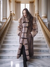 &quot;The Aurelia&quot; – Herringbone Mink &amp; Crystal Fox Full-Length Coat M/L Fast... - $15,748.88 MXN