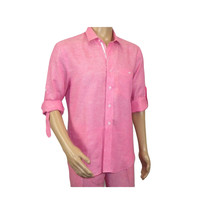 Men INSERCH premium Soft Linen Breathable 2pc Walking Leisure suit LS29116 Pink image 4