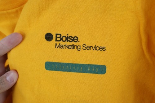 Vintage 90s Mens Large Spell Out Boise Marketing Services T-Shirt Yellow USA Item image 4