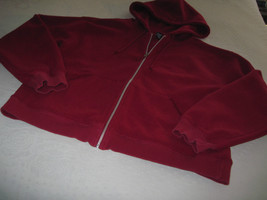 GAP LADIES RED ZIP FLEECE-XL-100% POLYESTER-HAND WARMER POCKETS-GENTLY W... - £7.58 GBP