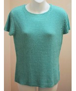 Ann Taylor Loft M Top Blue Cap Sleeve Knit Sweater Shirt Medium - £11.82 GBP