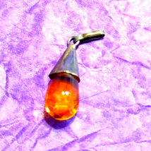 Vintage Sterling silver citrine teardrop pendant - £25.32 GBP