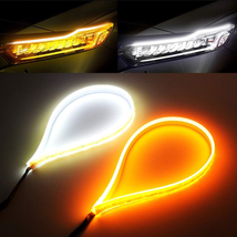 White Amber LED Strip Light 2Pcs 23 Inches 114 PCS Led Chip Dual Color Waterproo - £33.04 GBP