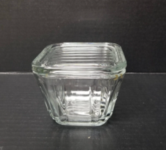 Anchor Hocking Square Ribbed Glass Refrigerator 4.5&quot; Lidded Dish Vintage... - £16.33 GBP