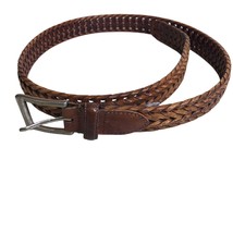 Fossil Genuine Leather Light Tan Brown Braided Belt Size 90/36 Brass Buckle NOTE - £14.65 GBP