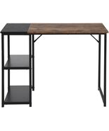 Black Brown Wood Top Home Office Writing Table 2 Storage Shelves Compute... - $89.09