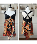 Vintage Y2K Gold Flava Monarch Butterfly Handkerchief Hem Dress 14 - €22,29 EUR