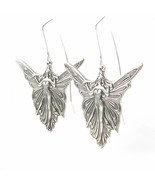 EleganceWithFlair Antique Silver Tone Winged Fairy Fashion Dangle Earrings - $228.08 MXN