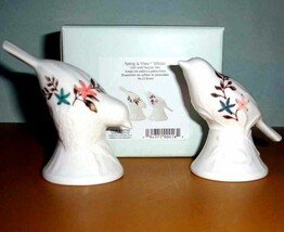 Lenox Sprig &amp; Vine Figural Birds Embossed Salt &amp; Pepper Set Florals New - $27.90