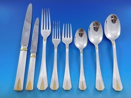 Atlantide Gold Accent by Christofle Silverplate Flatware Service 12 Set ... - $7,177.50