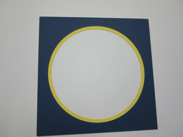 Picture Framing Mat 18x18 with 14&quot; round opening cobalt and buttercup yellow - £13.25 GBP