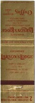 Florida Matchbook Cover Kissimmee Larson&#39;s Lodge Cheffies Restaurant Lounge - £1.61 GBP