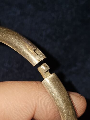 Vintage Multi Stone Inlay 925 Silver Hinged Bangle Bracelet Item image 11